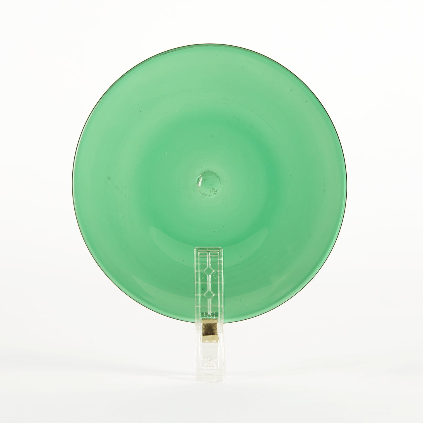 Handblown glass roundel in dark green