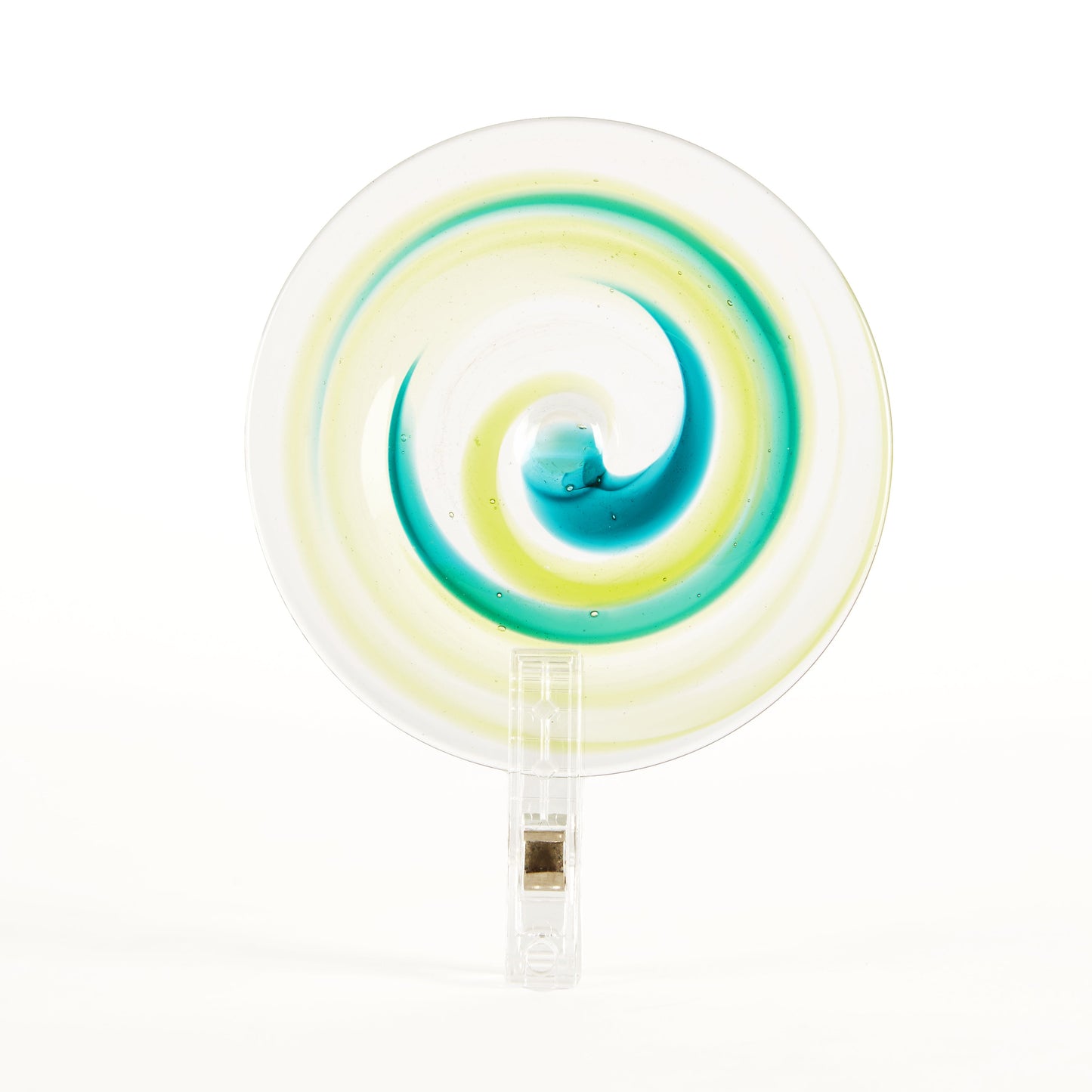 Streaky Handblown Roundel, Lime Lagoon, 80mm, (8cm)