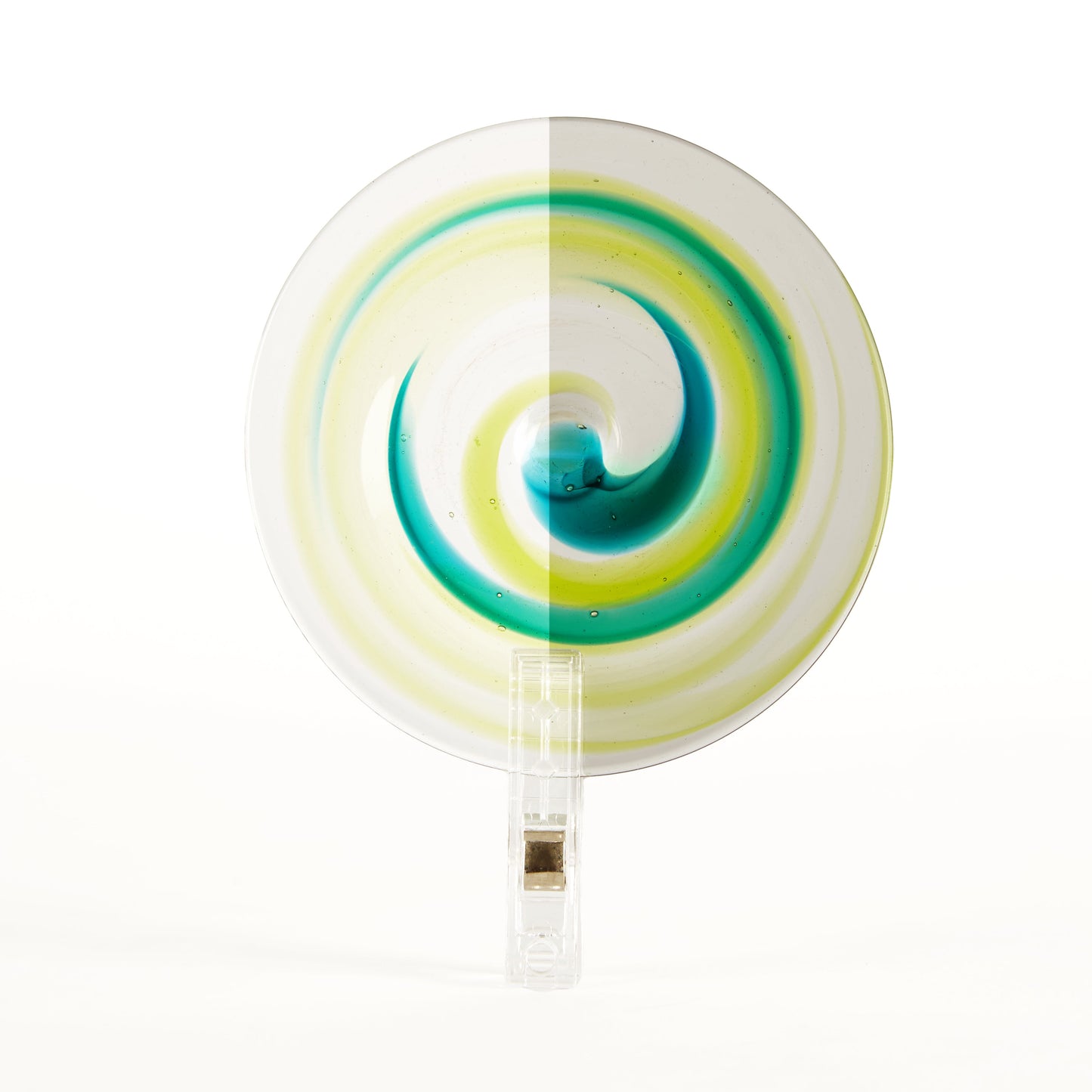 Streaky Handblown Roundel, Lime Lagoon, 100mm, (10cm)