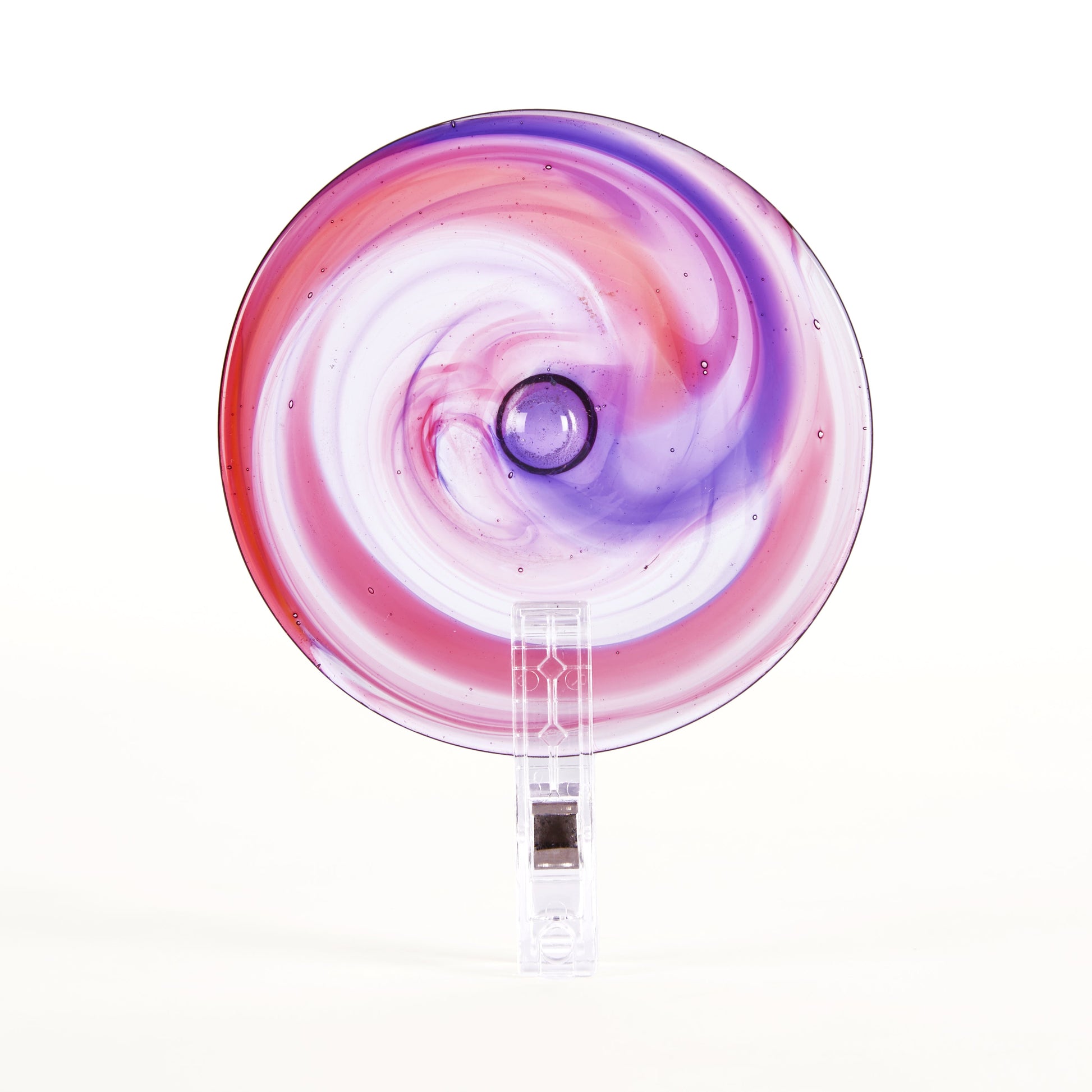 Streaky Handblown Roundel, Pink & Purple, 80mm, (8cm)