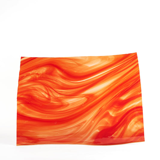 Streaky Red Mouthblown Flat Stained Glass